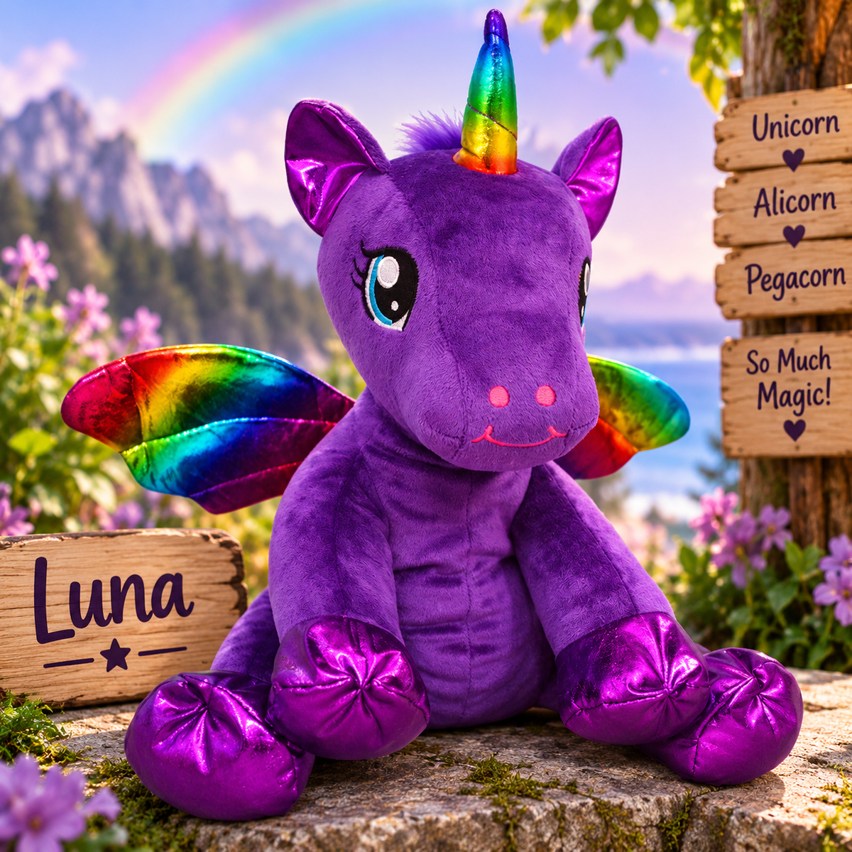 "Luna" the Purple Winged Unicorn (16")