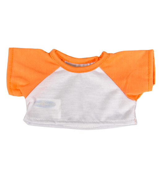 White Tee w/ Orange Sleeves