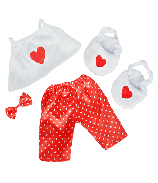 Satin Heart PJ w/Slippers
