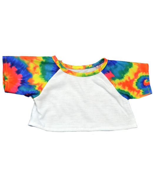 White T-Shirt w/ Tye Dye Sleeves